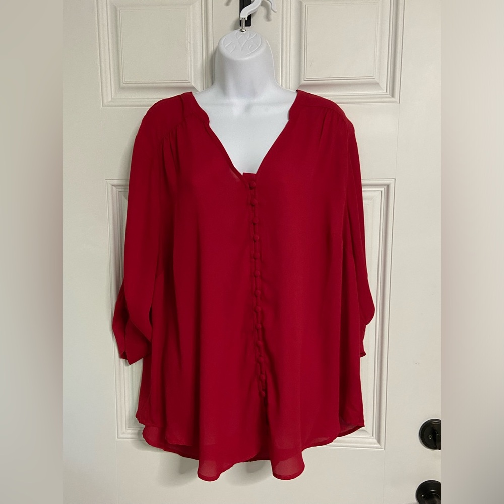 5- Torrid Toggle Front Red Blouse - image 1